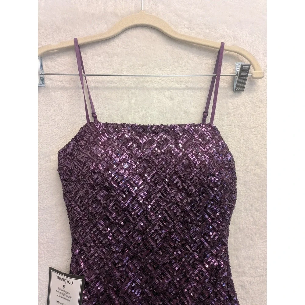 Emerald Sundae Purple Sequin Strappy Ruffle Hem Party Dress‎ Women's XS